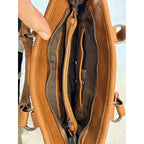 Trinity Ranch Western Tote Purse Brown Studded Fringe Cowgirl Shoulder Bag