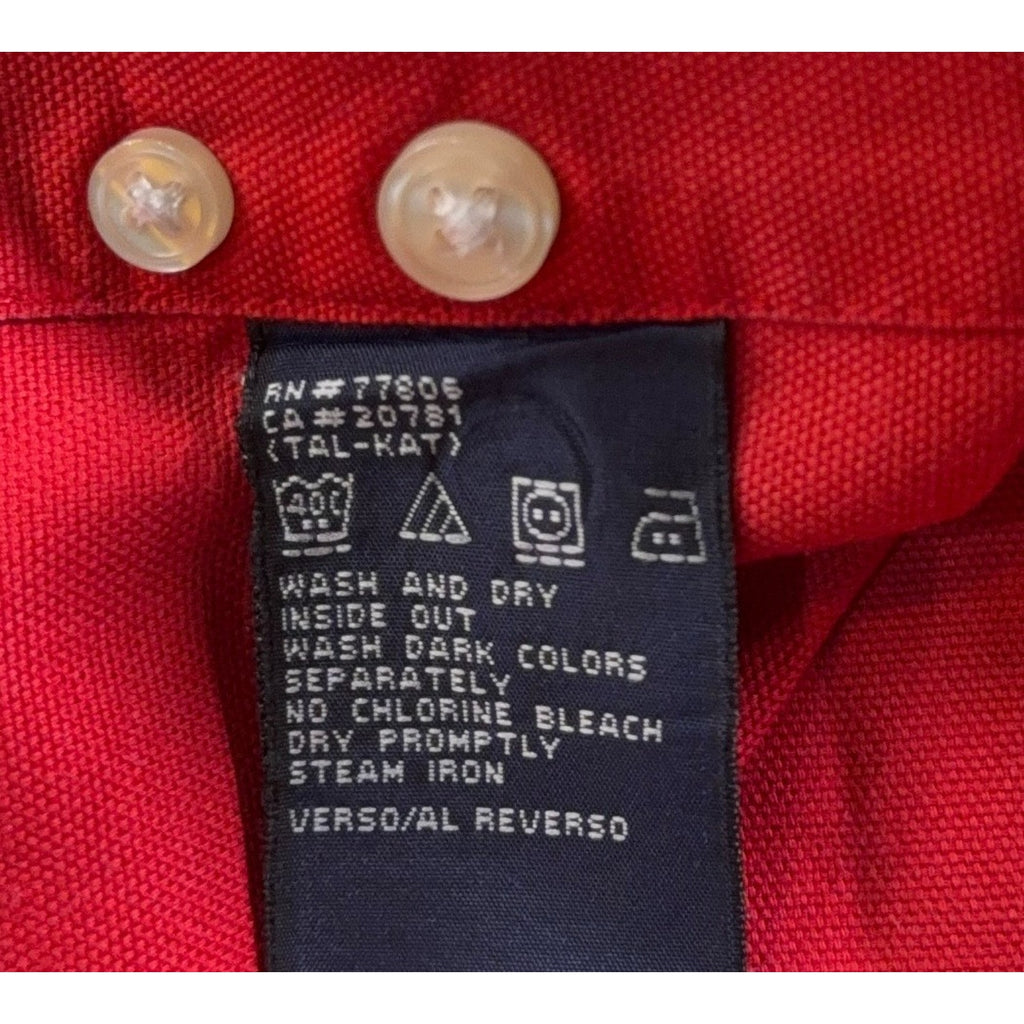 Tommy Hilfiger Shirt Mens Large Red Button Down Crest Logo Y2K 2001 Cotton