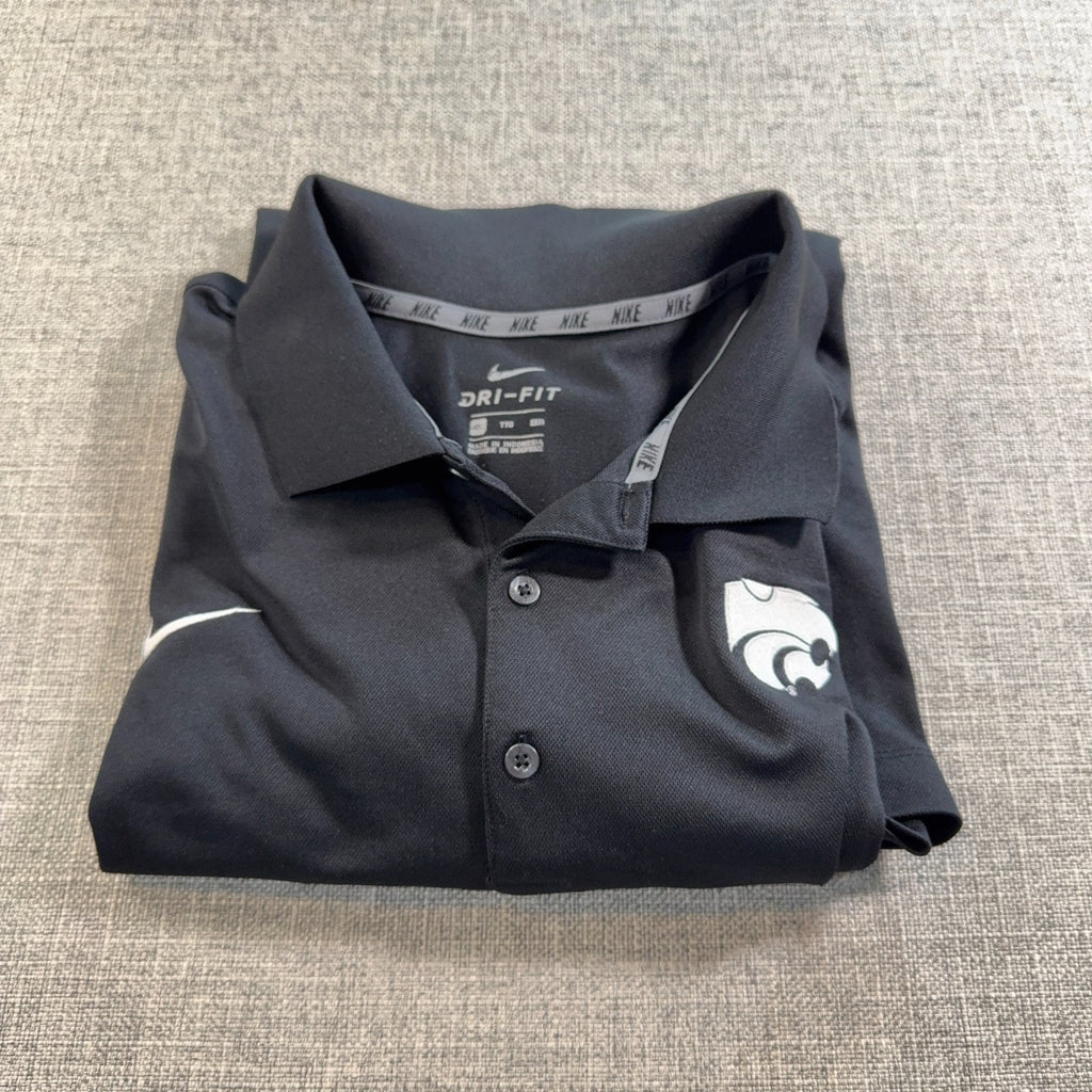 Nike Dri-FIT Kansas State Wildcats Polo Mens 2XL Black K-State NCAA Golf Shirt