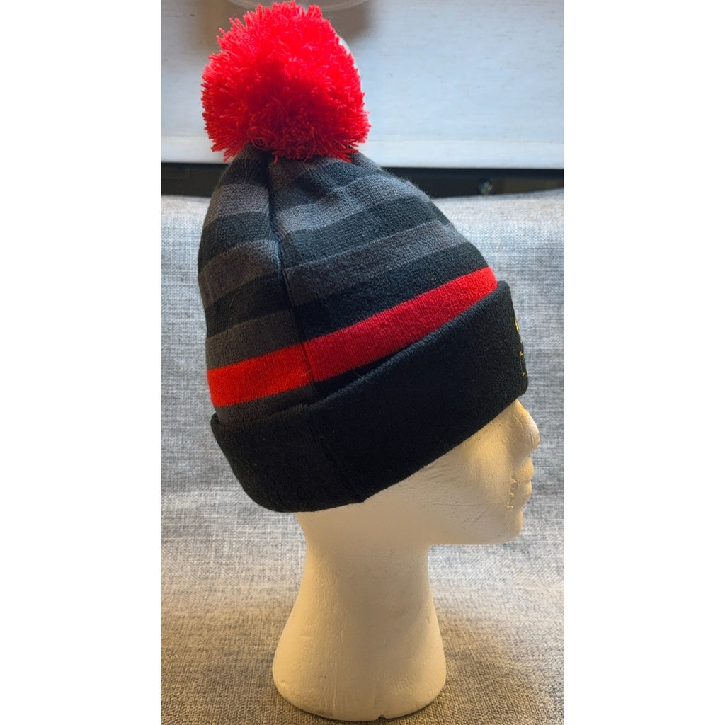 Liverpool FC Warrior Pom Beanie Hat 2012-15 LFC Soccer Black Red Gray OS