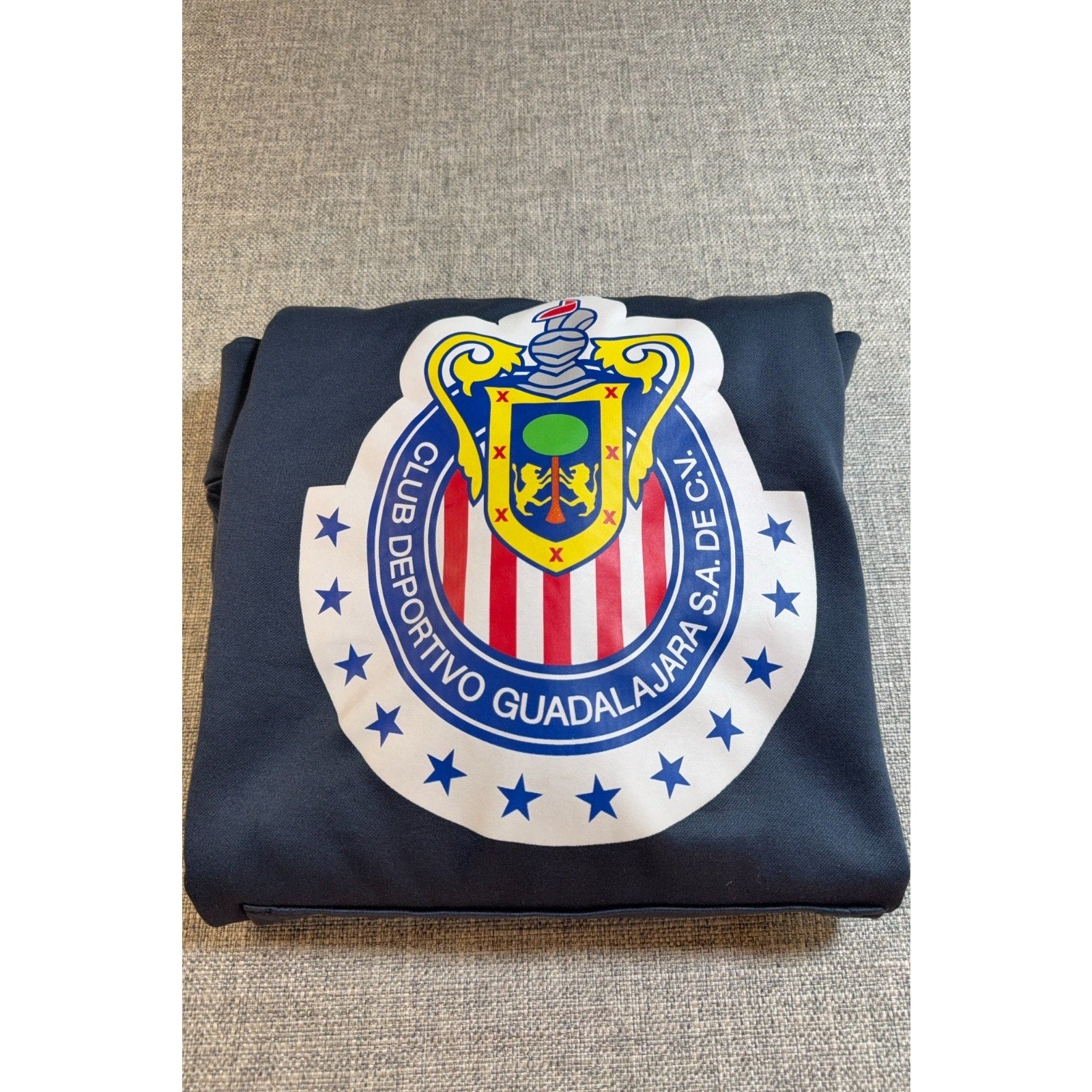 CD Guadalajara Chivas Rayadas Hoodie L Gray Soccer Club Pullover Flawed