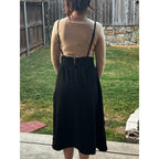Black Suspender Midi Skirt Pinafore Dark Academia Minimalist A-Line