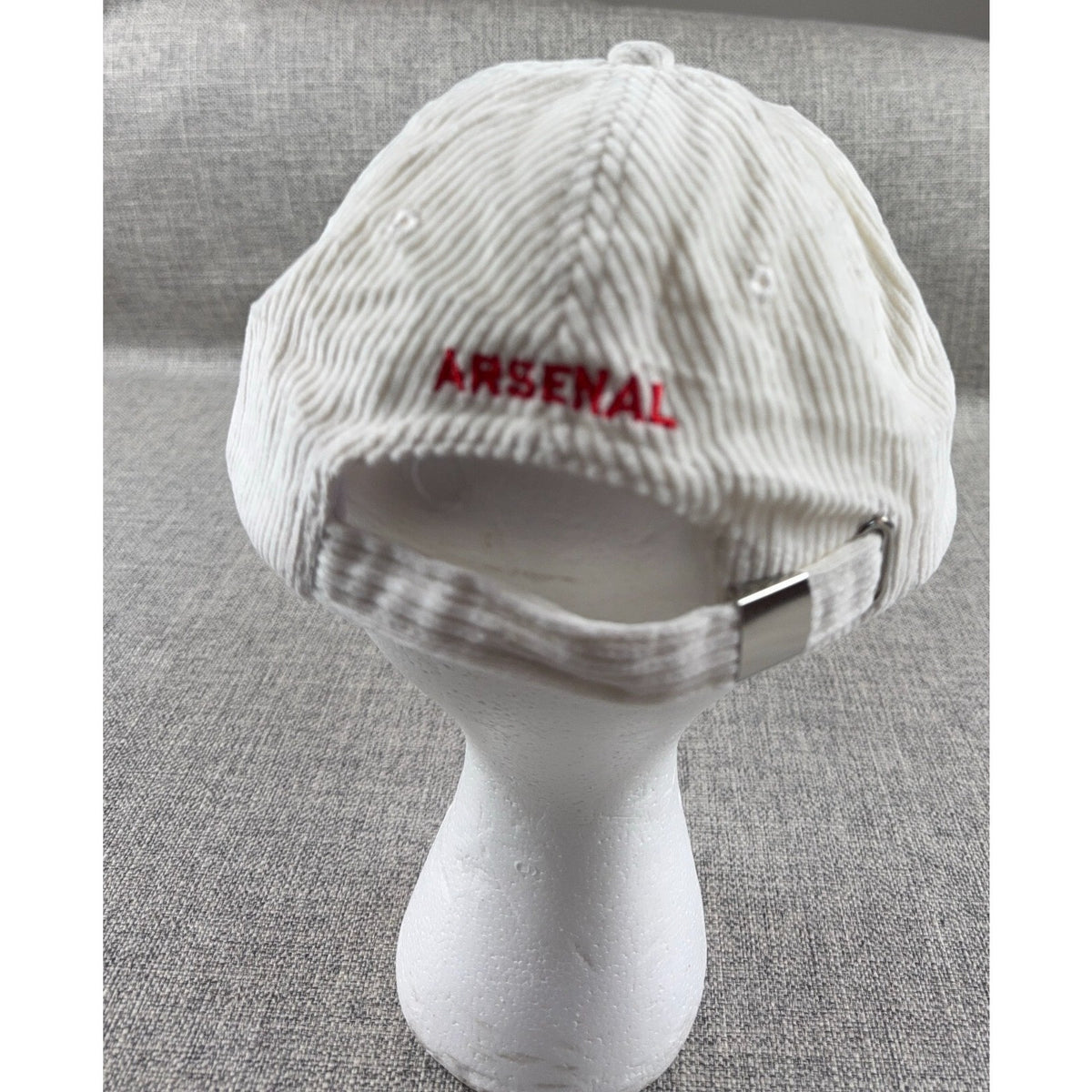 Arsenal FC Corduroy Hat Cap Cream Red Cannon Logo Est 1886 Adjustable Soccer