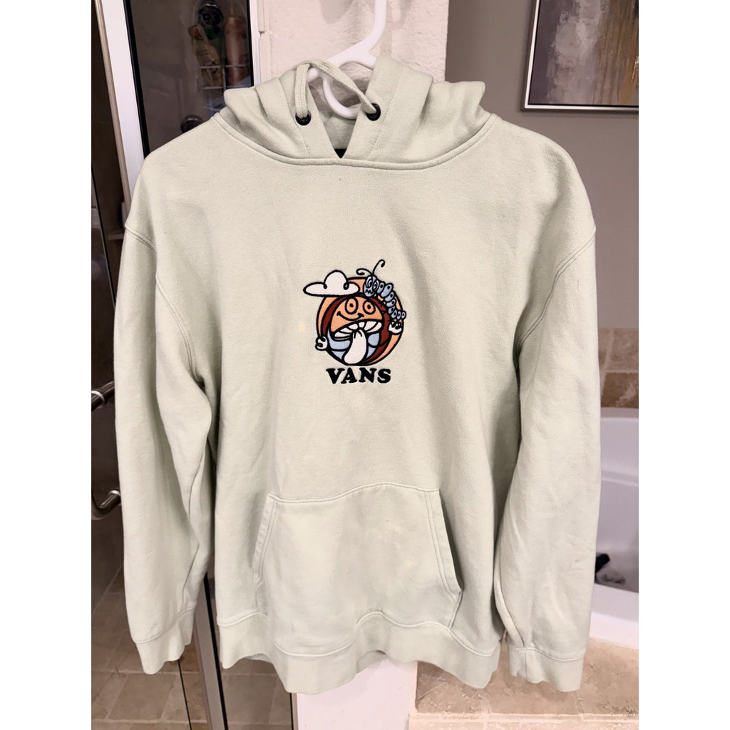 Vans Pullover Hoodie Medium Green Graphic Sweatshirt Skate Streetwear Fleece