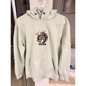 Vans Pullover Hoodie Medium Green Graphic Sweatshirt Skate Streetwear Fleece