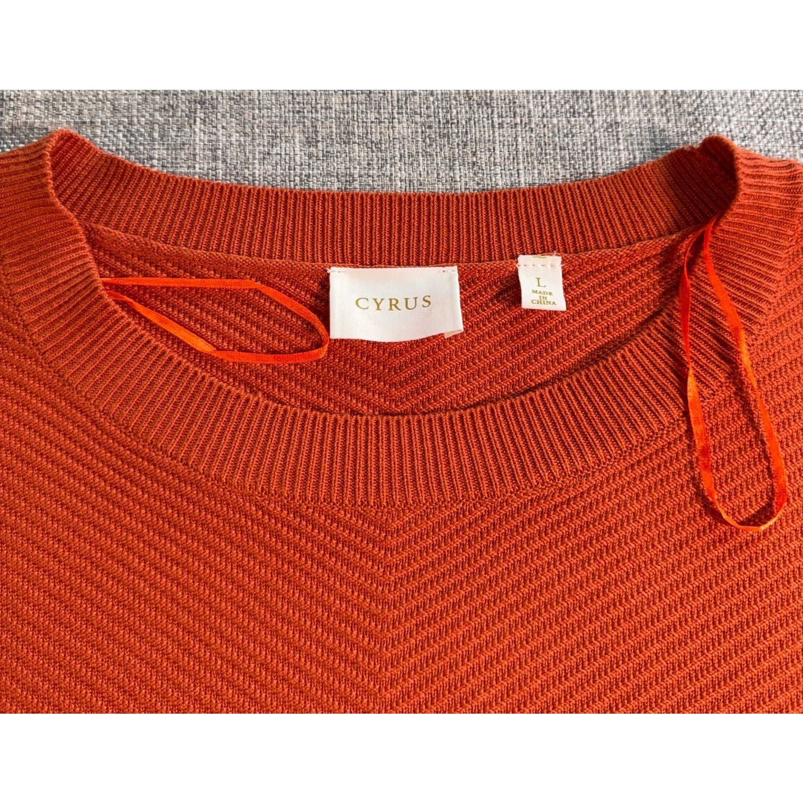 Cyrus Sweater Womens Large Burnt Orange Short Sleeve Dolman Textured Knit Top