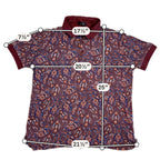 Zara Man Mens XL Paisley Polo Shirt Burgundy Blue Short Sleeve Portugal