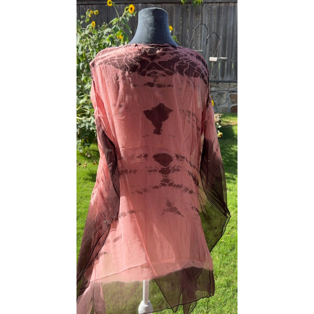 NOVICA Vijay Singh 2 Piece Beaded Sheer Kaftan Tunic Tank L NWOT Boho