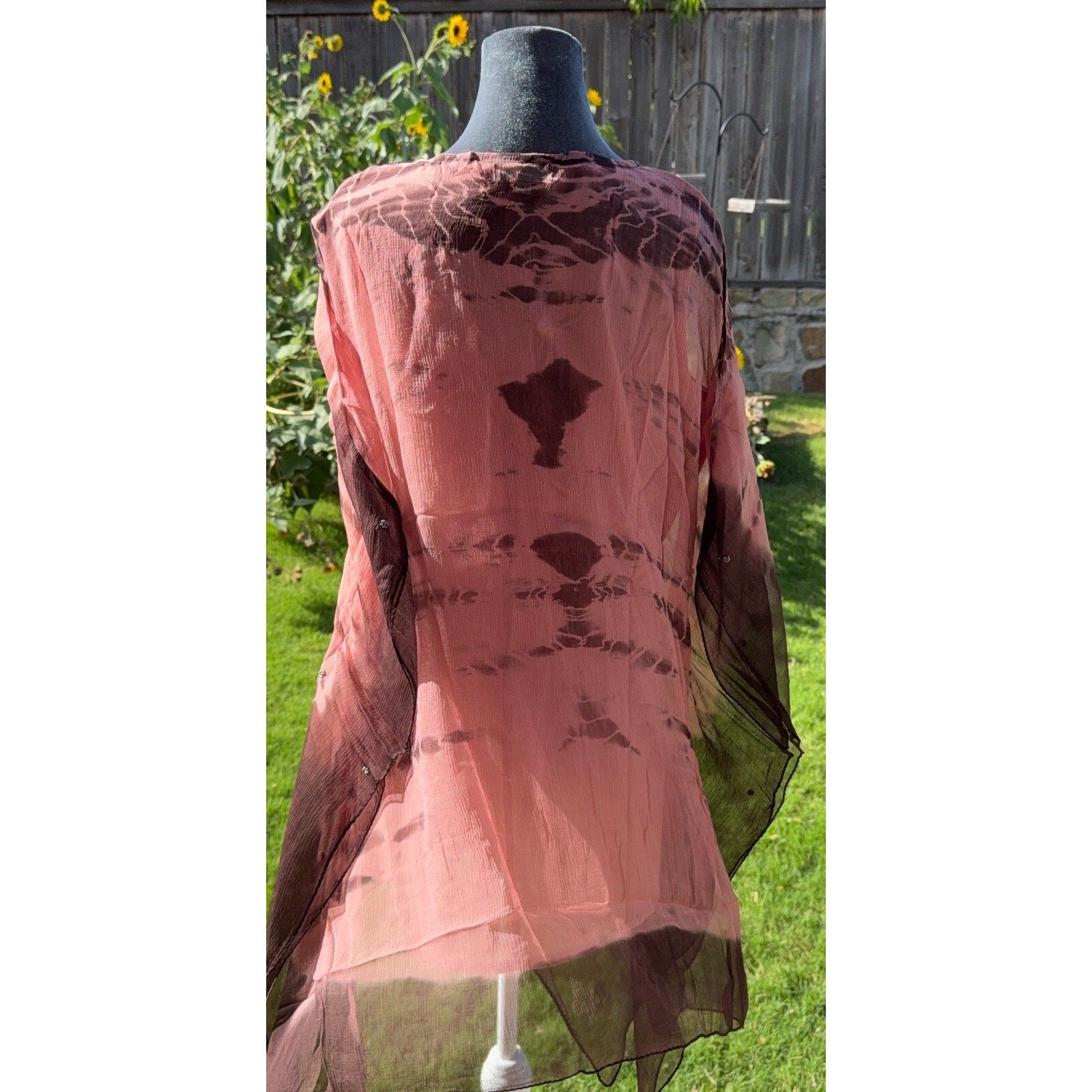 NOVICA Vijay Singh 2 Piece Beaded Sheer Kaftan Tunic Tank L NWOT Boho