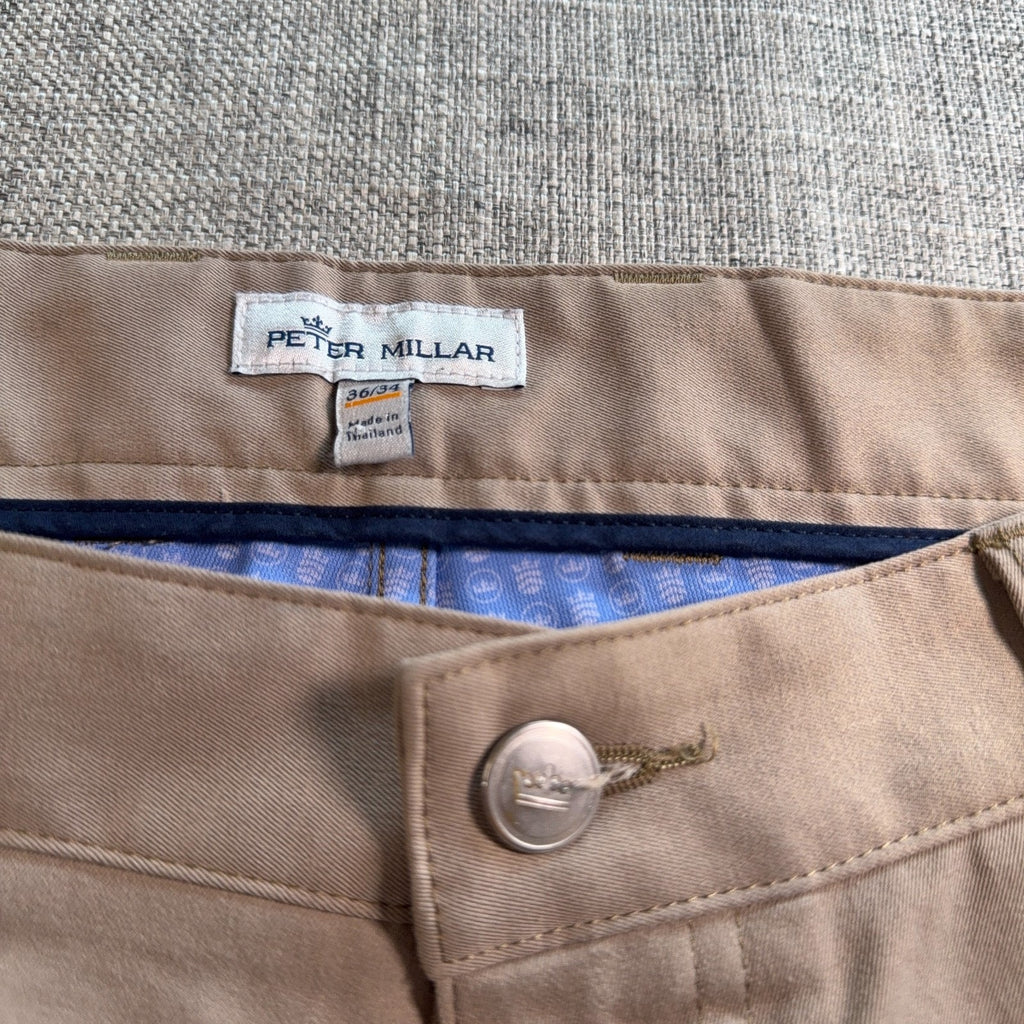 Peter Millar Pants Mens 36x34 Khaki 5 Pocket Golf Casual Chino Stretch