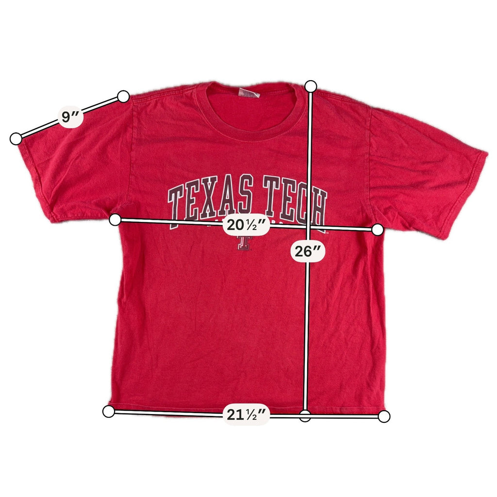 Texas Tech Red Raiders Soffe 2000s T Shirt Mens M Red NCAA Distressed Y2K