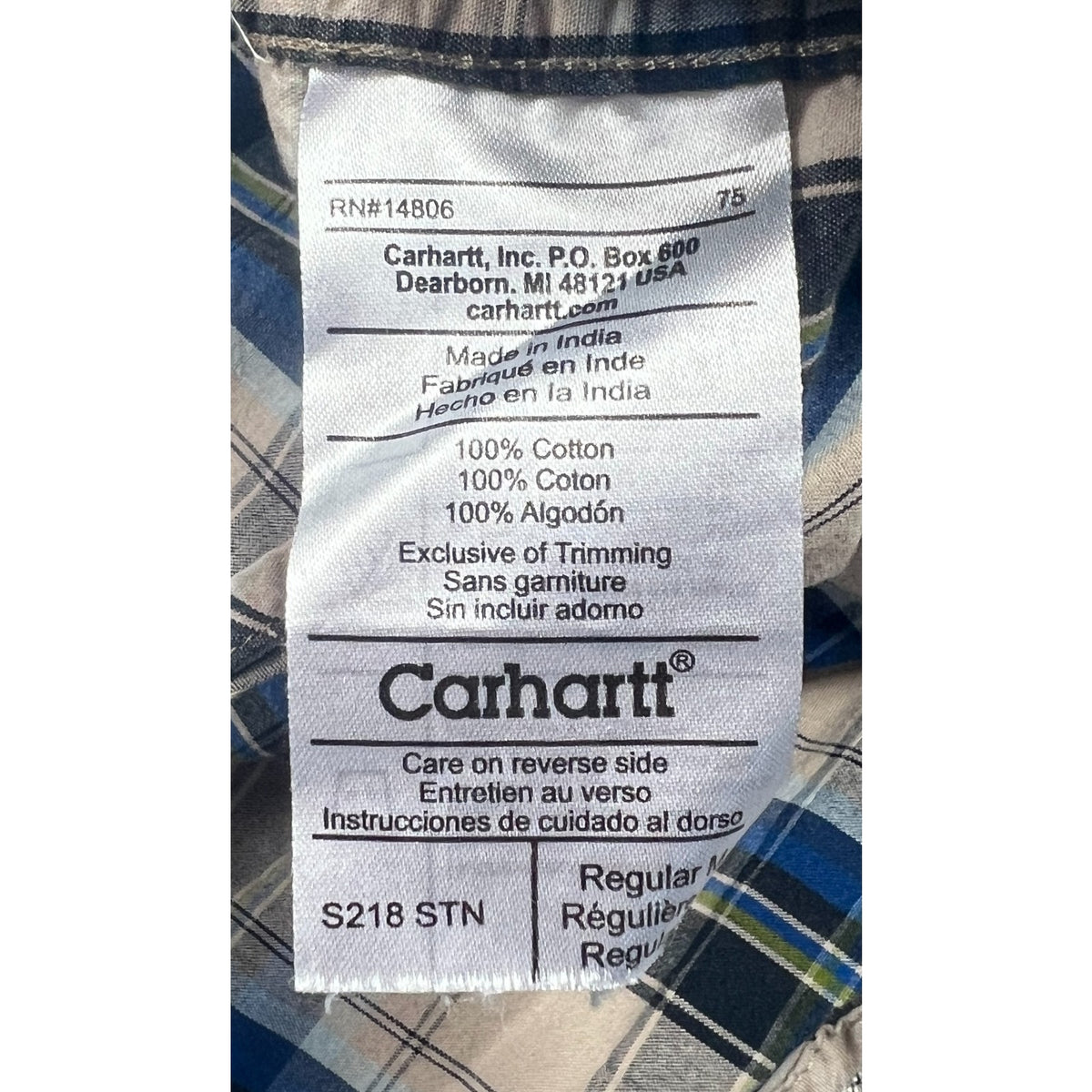 Lot 2 Carhartt S218 Plaid Shirts Mens M Regular Long Sleeve Workwear