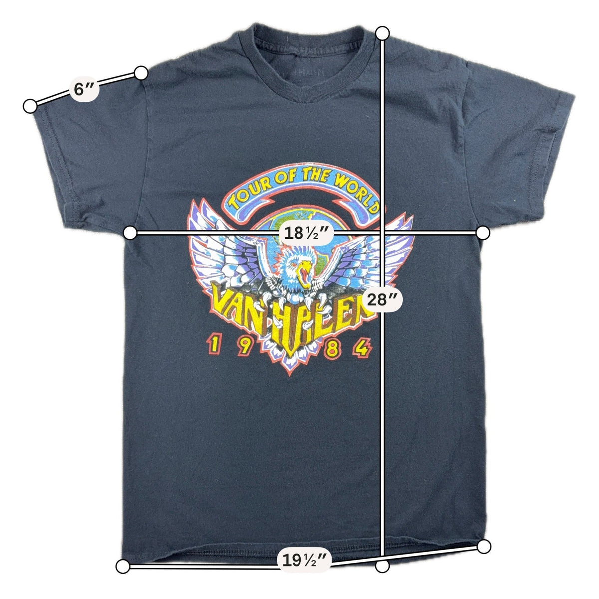Van Halen Tour of the World 1984 Mens S Black Eagle Graphic Band T Shirt