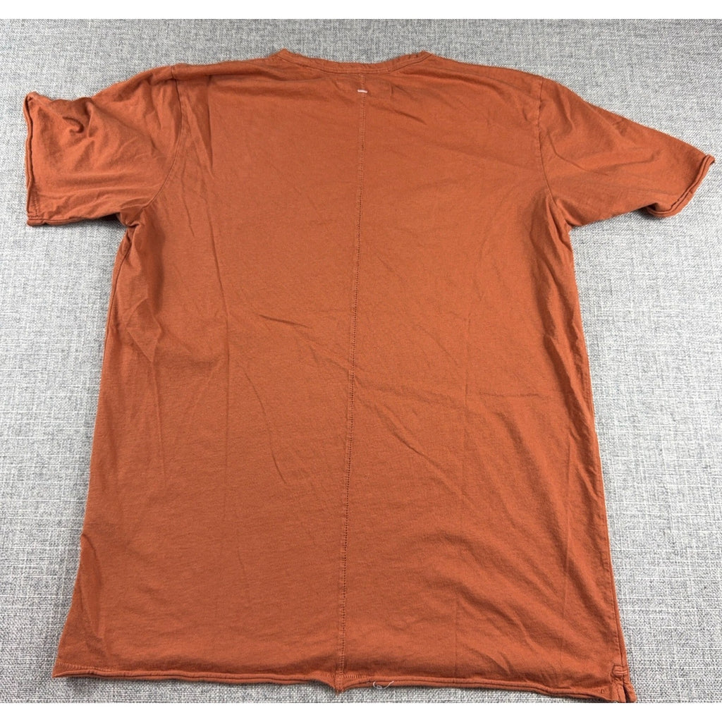 Rag & Bone Miles Pocket T Shirt Mens M Orange Organic Cotton Raw Hem Made Peru