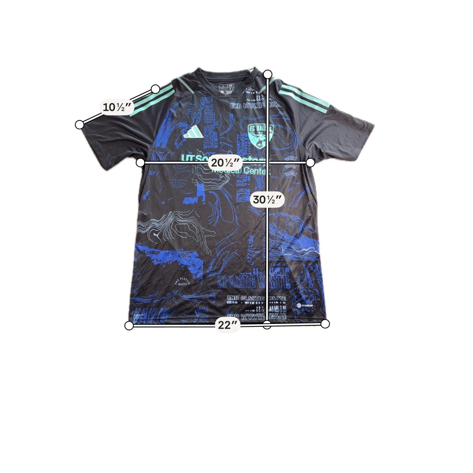 FC Dallas adidas 2023 One Planet Jersey Men’s L Black MLS AEROREADY NWT