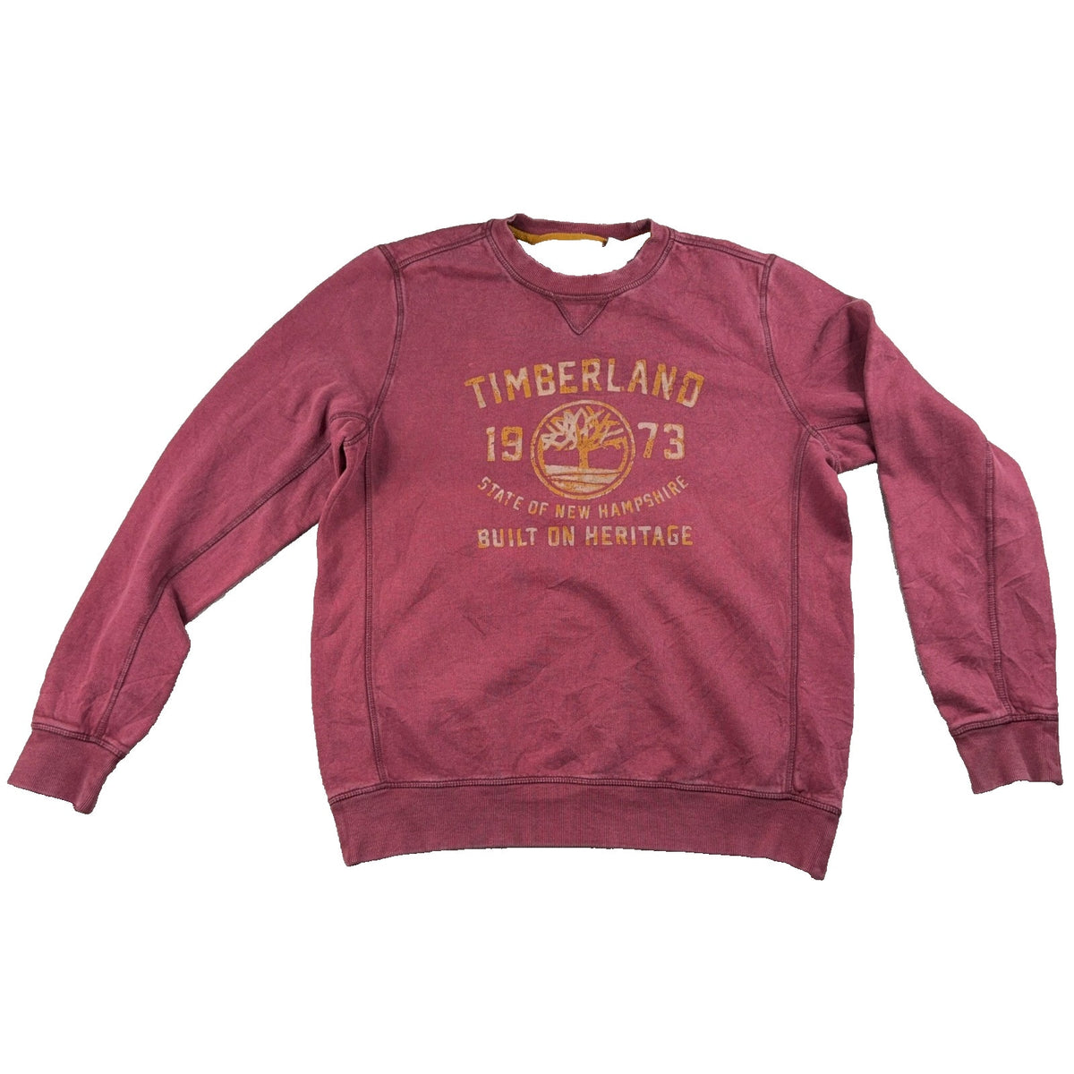 Timberland Sweatshirt Mens L Burgundy 1973 Built On Heritage Graphic Crewneck
