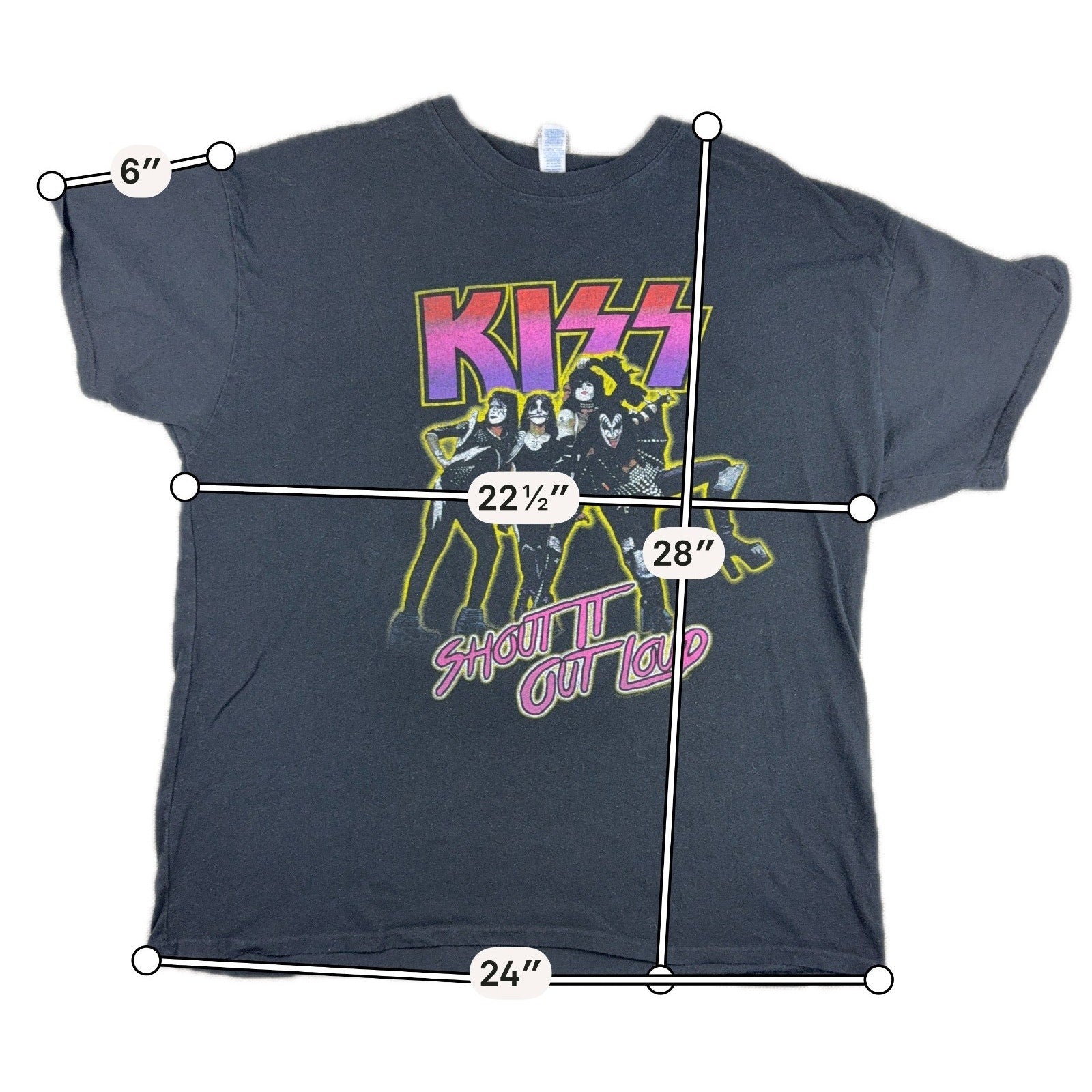 KISS Shout It Out Loud T Shirt Mens XL Black Graphic Band Rock Tee Brisco
