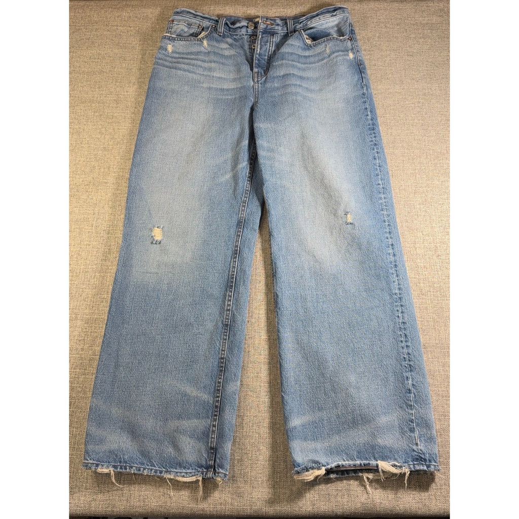 Madewell Low-Slung Baggy Jeans Womens 30 Hamburg Wash NS198 Raw Hem