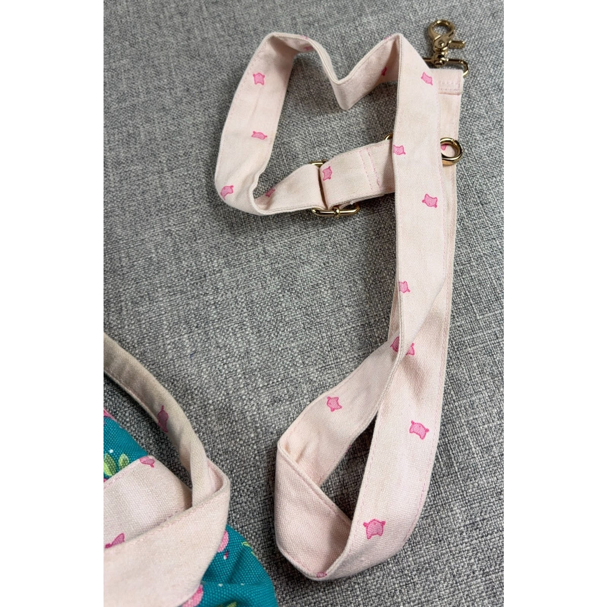 Whim + Wander Floral Canvas Duffel Bag Teal Pink Rose Weekender Shoulder Strap