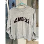H&M Los Angeles Sweatshirt Women’s Medium Gray Cropped Crewneck Pullover Casual