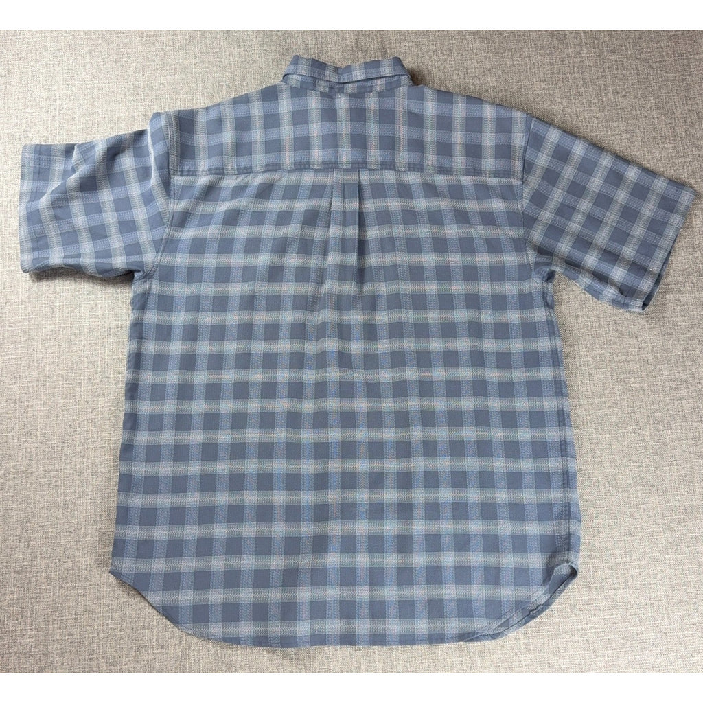 The North Face Mens Plaid Short Sleeve Button Shirt Blue Hiking Outdoor Workwear