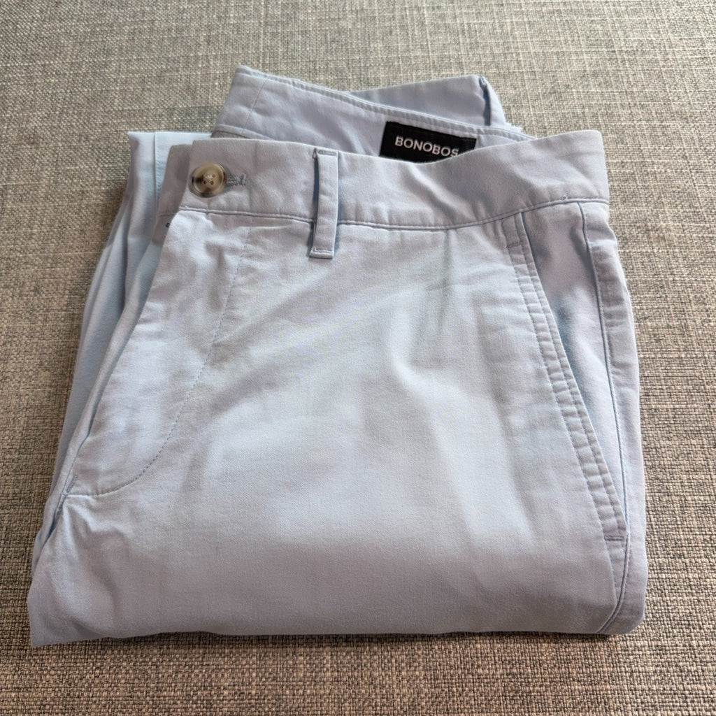 Bonobos Chino Pants Mens 30x32 Light Blue Flat Front Casual Preppy