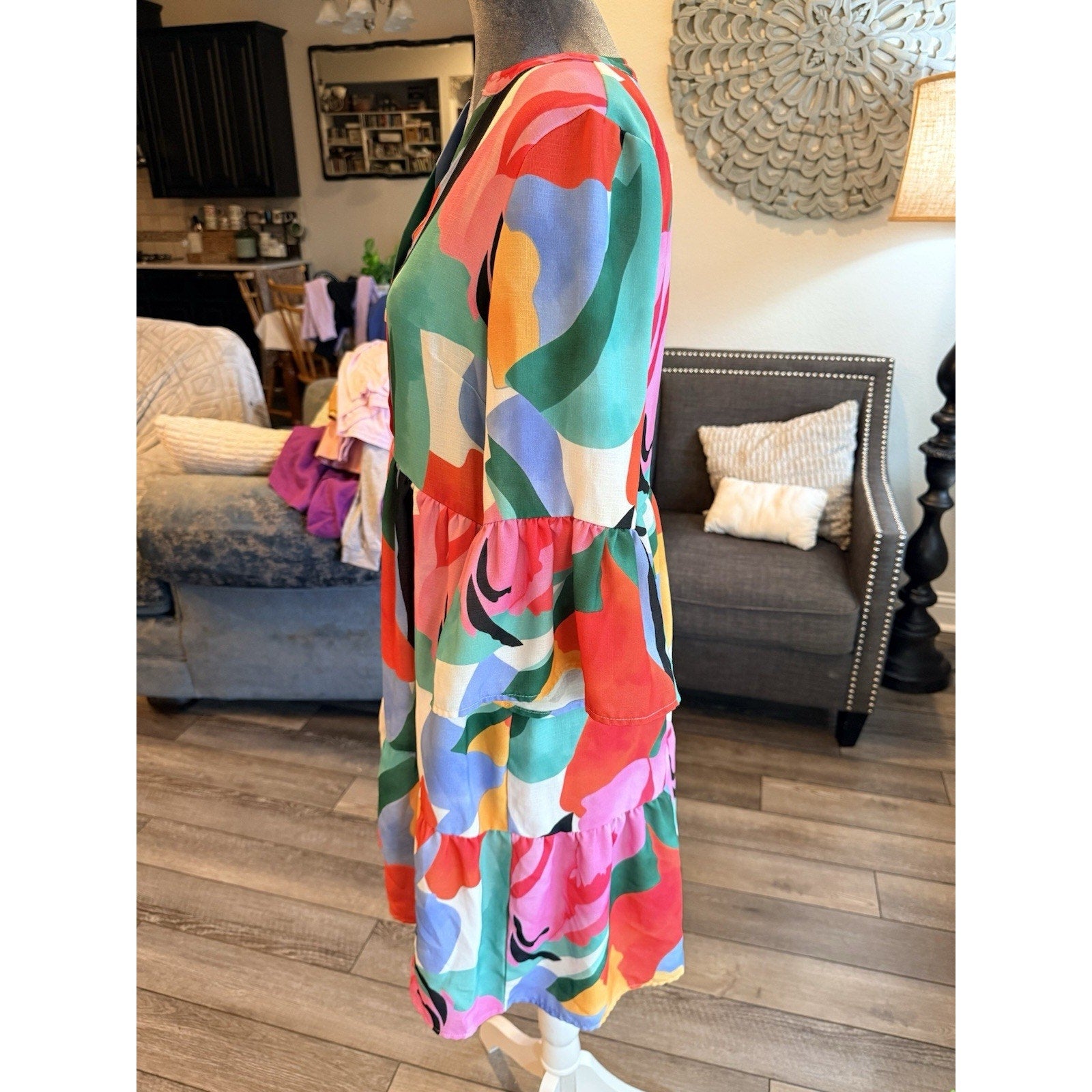 Chetta B Floral Dress Women’s Size 4 Colorful Maxi Resort Summer Dress