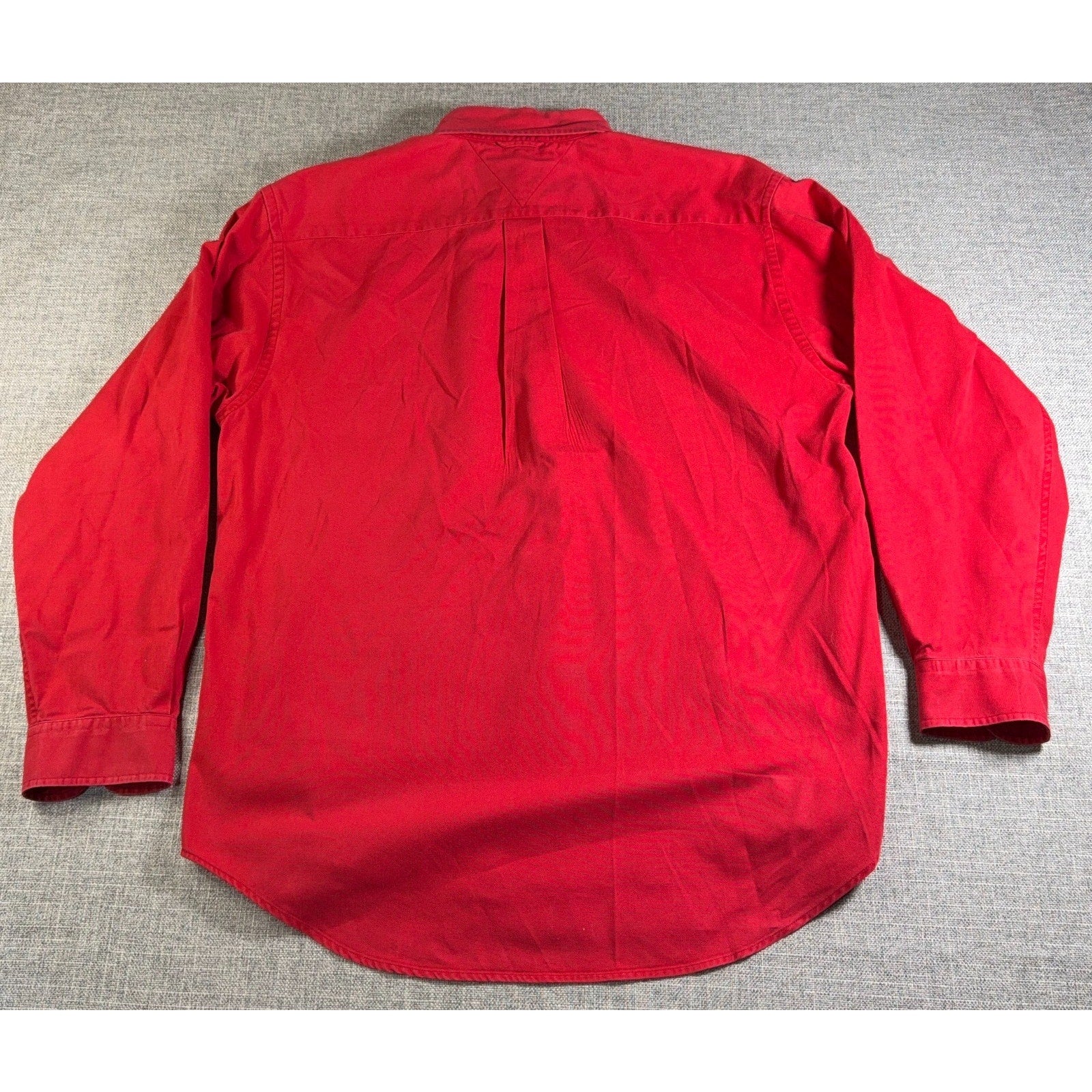 Tommy Hilfiger Shirt Mens Large Red Button Down Crest Logo Y2K 2001 Cotton