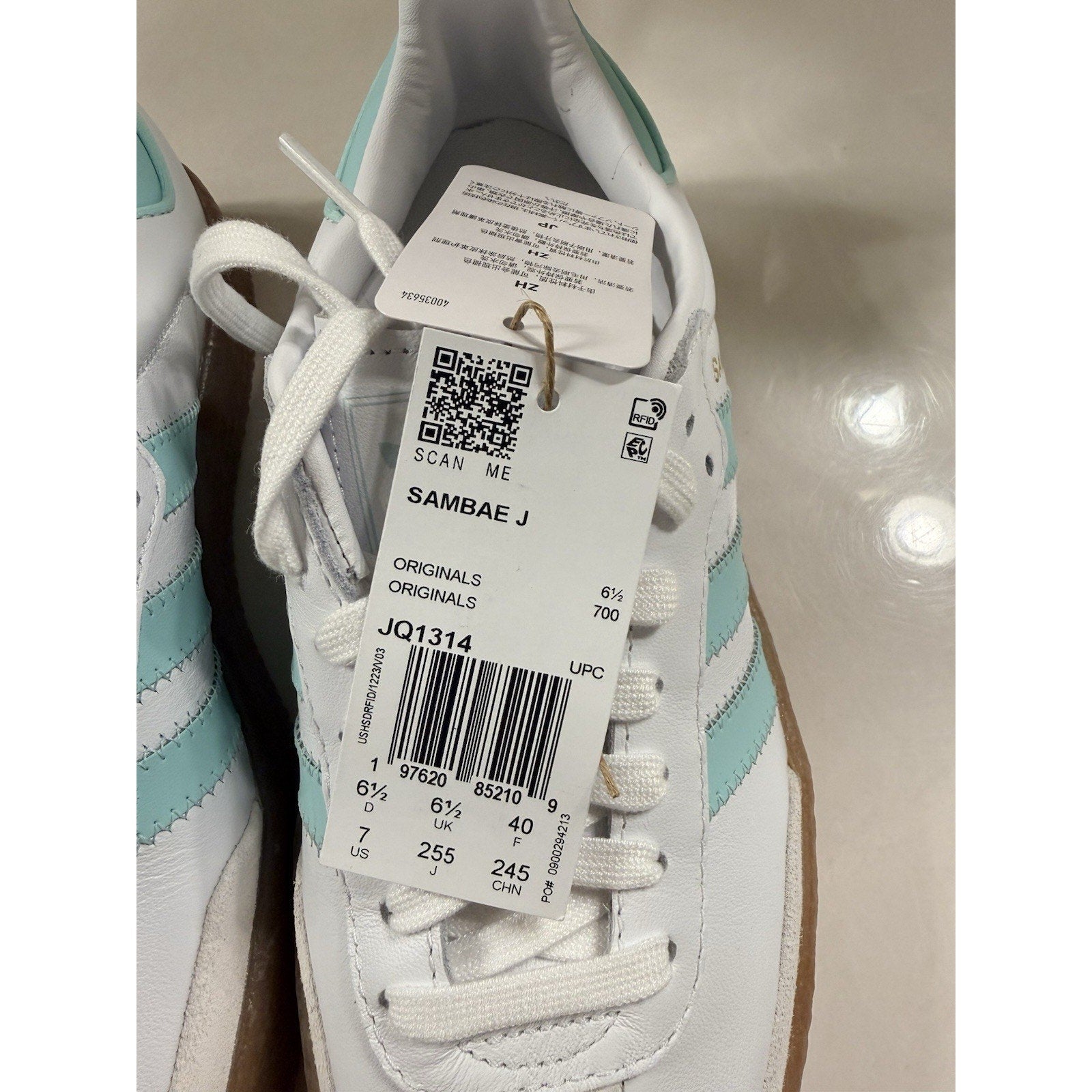 Adidas Sambae J Women’s Size 7 White Aqua Gum Sole Platform Shoes JQ1314 NWT