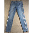 PAIGE Hoxton Ankle Jeans Womens 30 Blue Metallic Silver Stripe Skinny High Rise