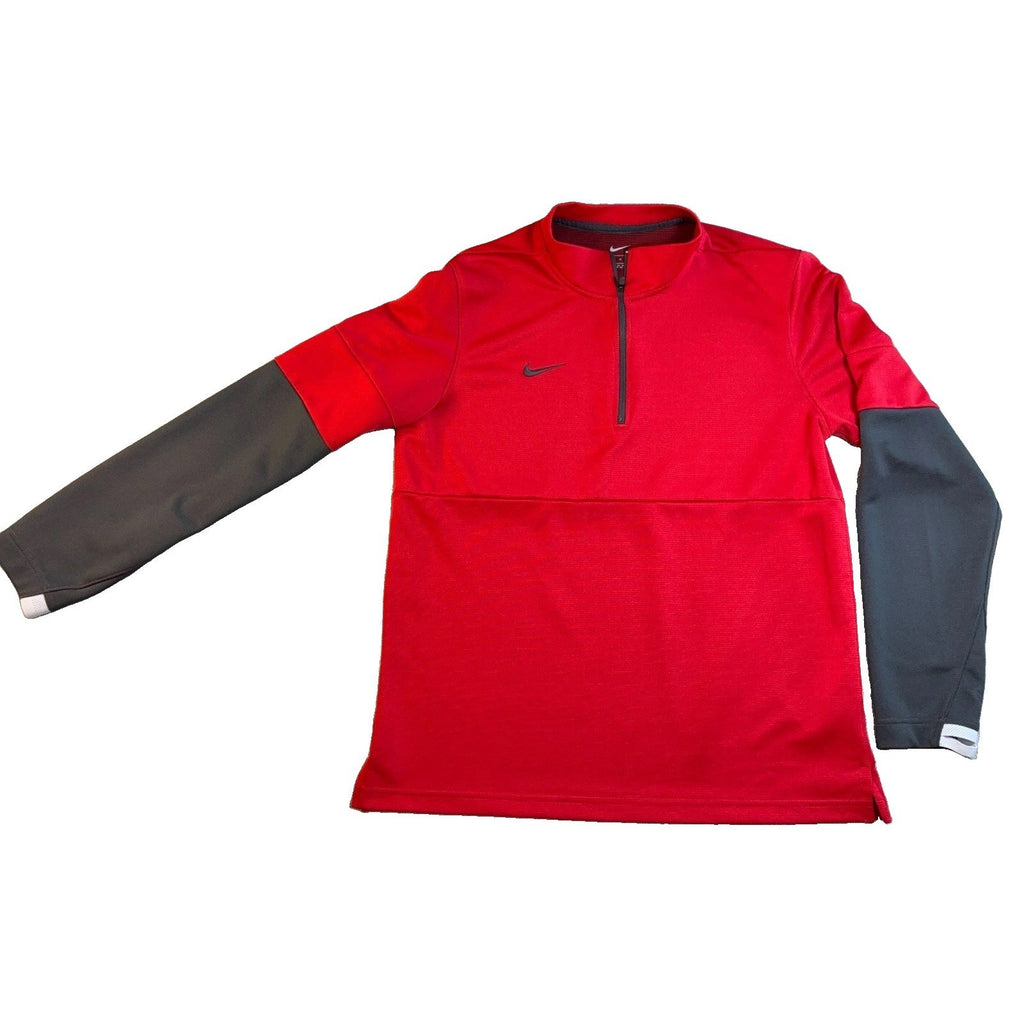 Nike Men M Red Black Colorblock 1/4 Zip Athletic Pullover Thumbholes