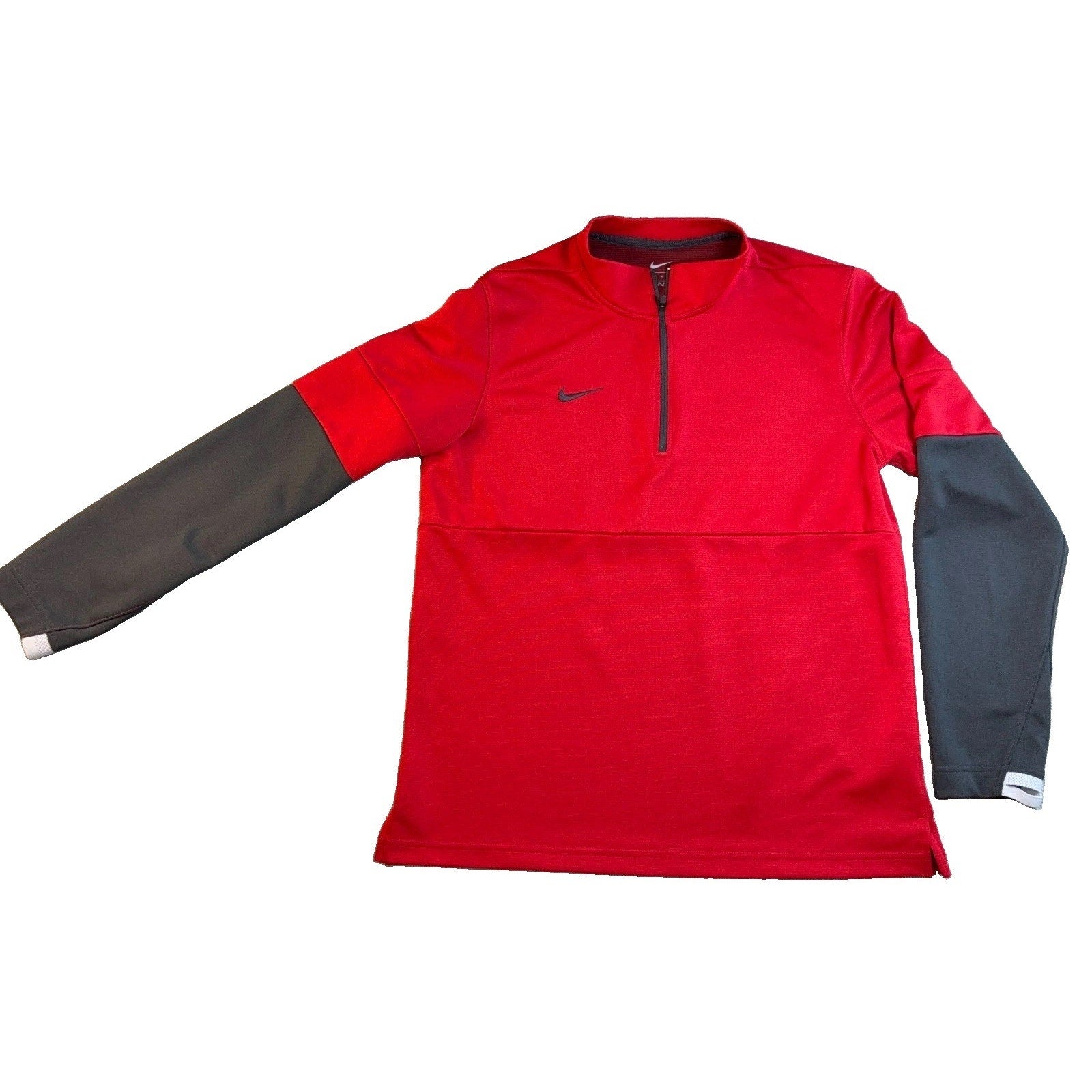 Nike Men M Red Black Colorblock 1/4 Zip Athletic Pullover Thumbholes