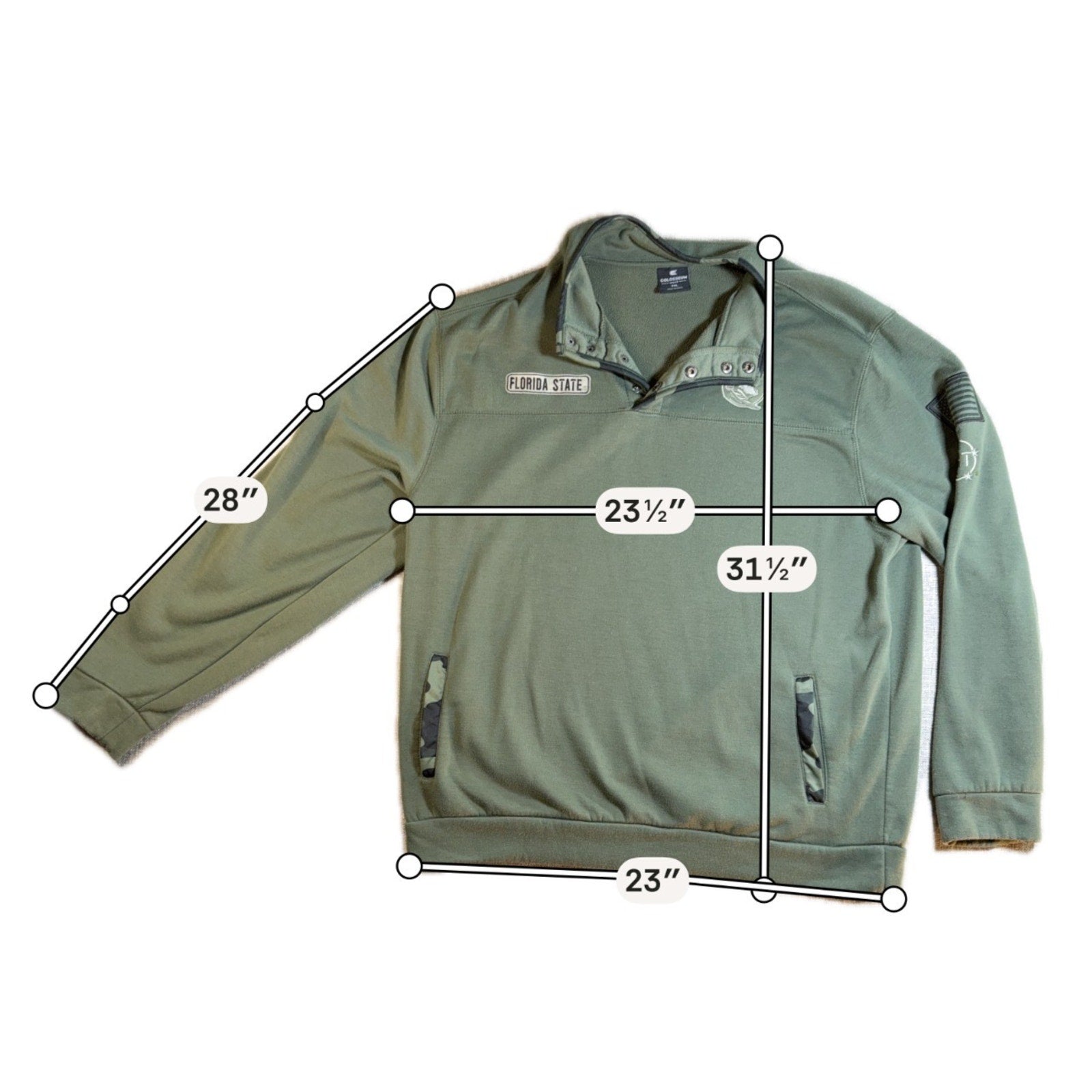 Florida State Seminoles Colosseum Pullover Mens XXL OHT Military Green Fleece