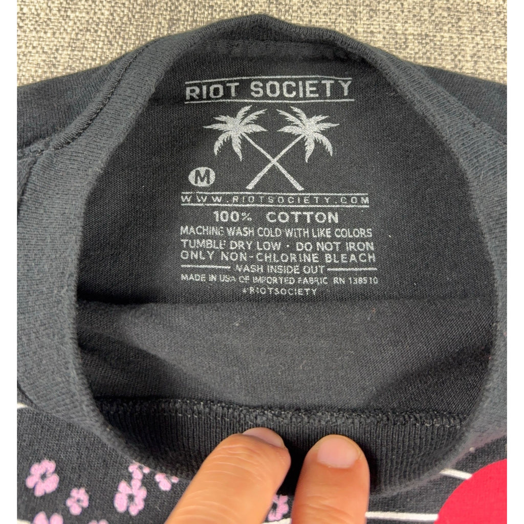 Riot Society Grim Reaper T Shirt Mens M Japanese Mt Fuji Cherry Blossom Black