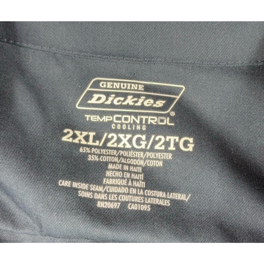 Dickies Temp Control Work Shirt Men 2XL Navy Short Sleeve Button Up 2X
