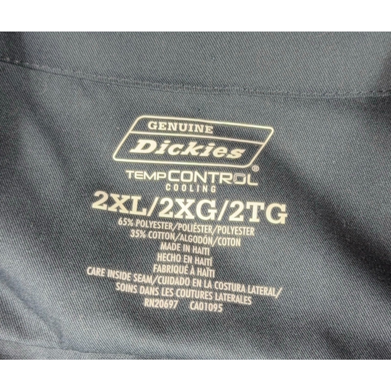 Dickies Temp Control Work Shirt Men 2XL Navy Short Sleeve Button Up 2X