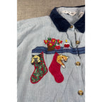 Vintage Victoria Jones Woman 22W/24W Cat Christmas Shirt Embroidered Holiday
