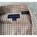 Panhandle Slim Western Shirt Mens 16.5 36 Large Tall Brown Plaid Pearl Snap
