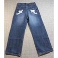 Rocawear Girls Size 10 Baggy Jeans Wide Leg Blue Y2K Embroidered R Pockets