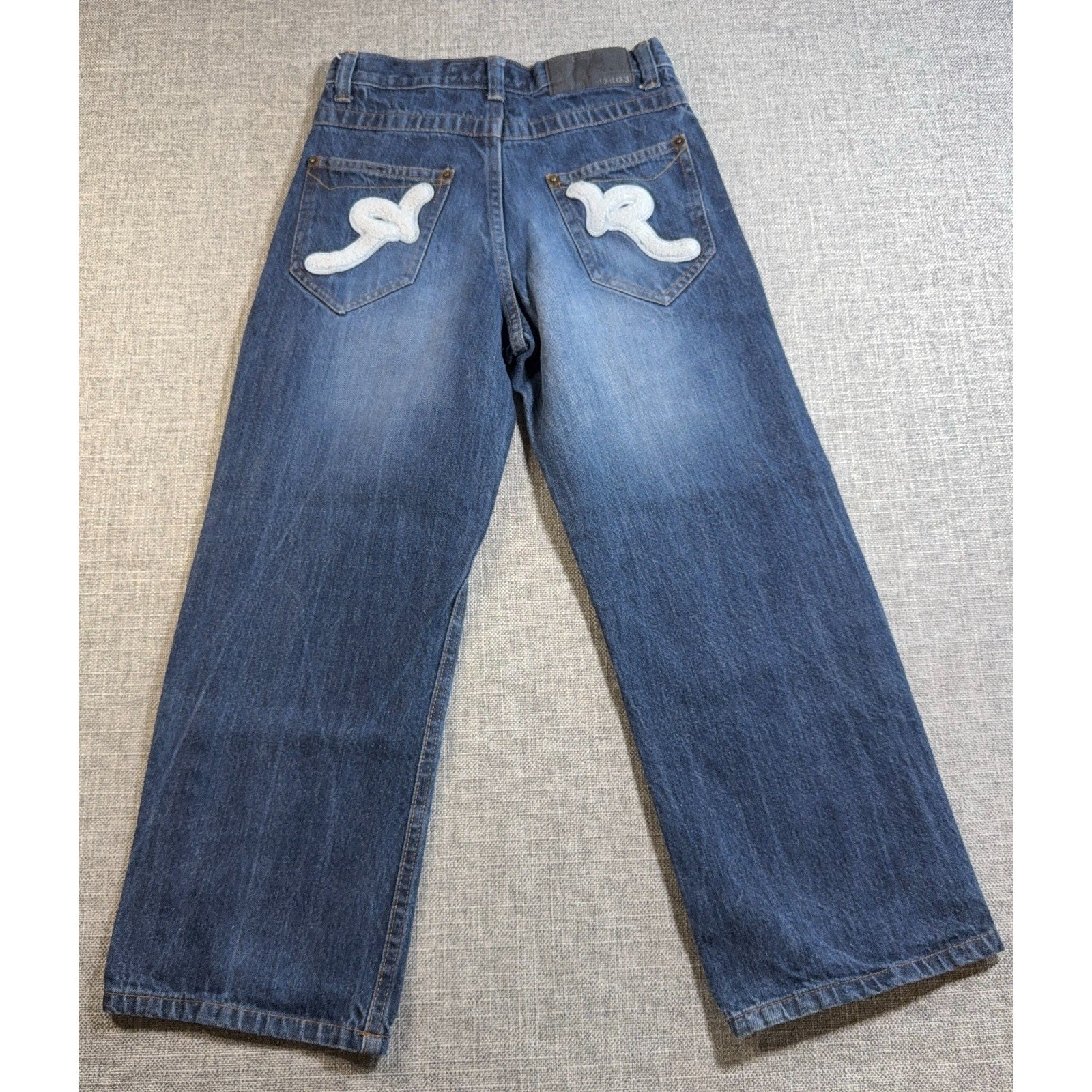 Rocawear Girls Size 10 Baggy Jeans Wide Leg Blue Y2K Embroidered R Pockets