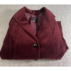 Talbots Women’s Velvet Blazer Size 8 Burgundy Wine Cotton Stretch Lined Jacket