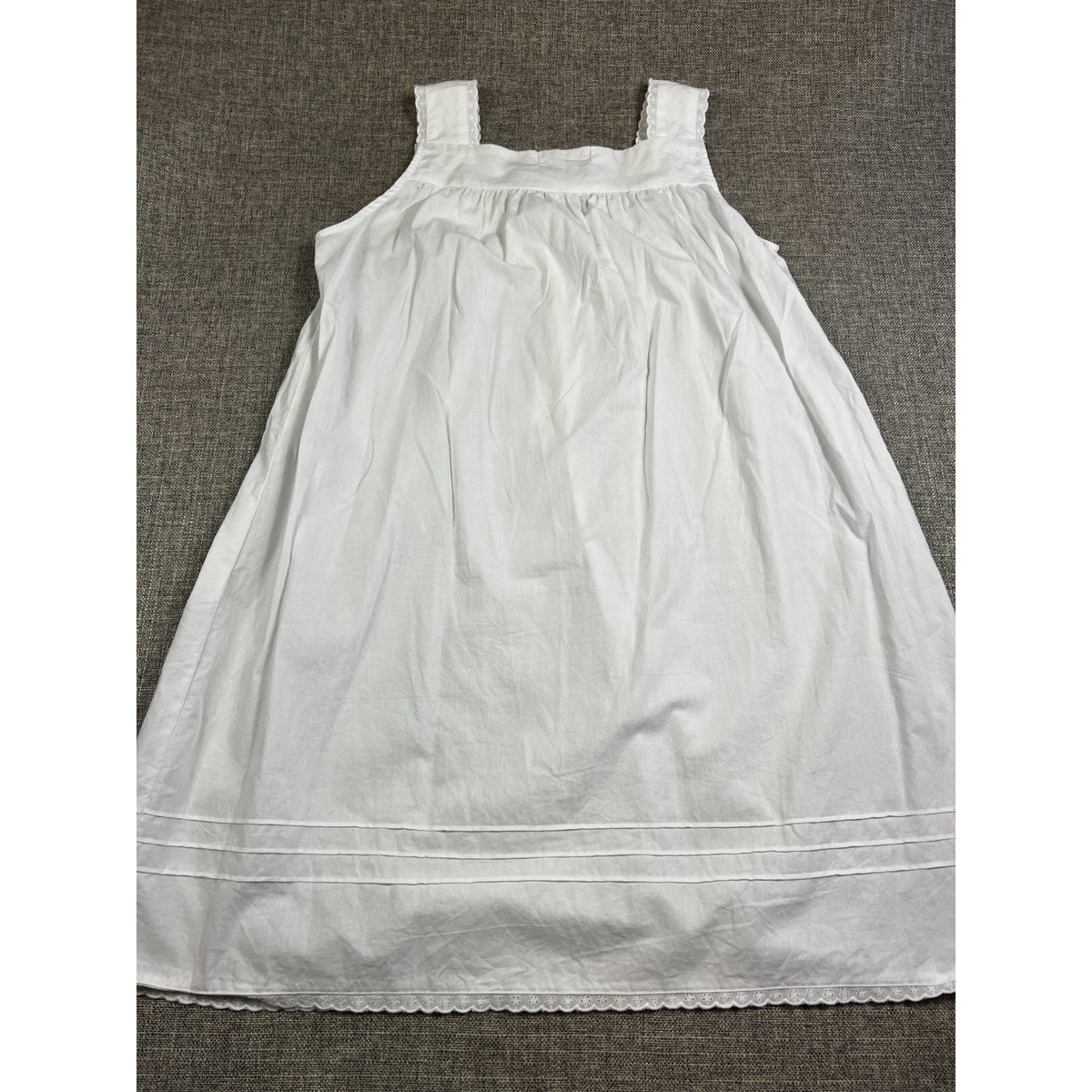 Alexander Del Rossa Womens M White Cotton Victorian Nightgown Eyelet Lace