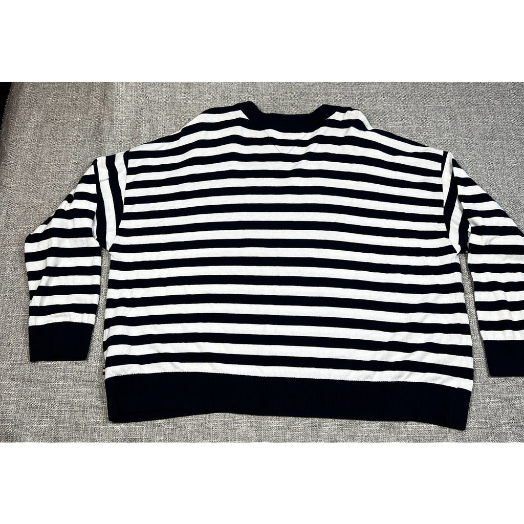 Tommy Hilfiger Women's XXL Navy White Stripe Heart Cotton Sweater