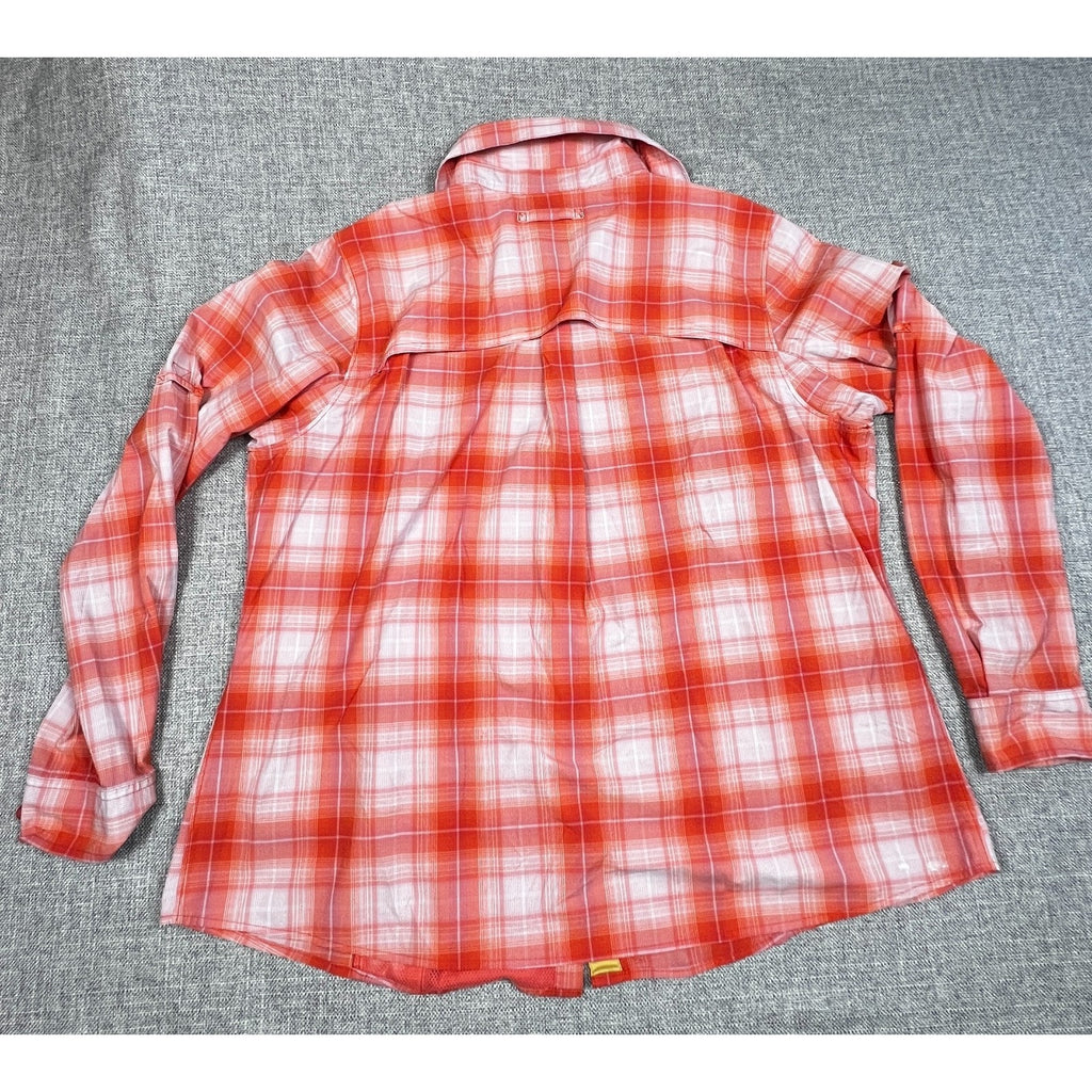 Duluth Trading Sidewinder Shirt Womens 2XL Coral Plaid Vented UPF 30