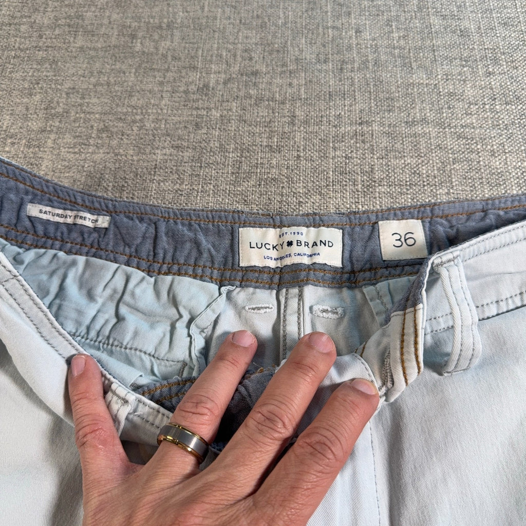 Lucky Brand Saturday Stretch Shorts Mens 36 Blue Chino Casual Flat Front 9.5 Ins