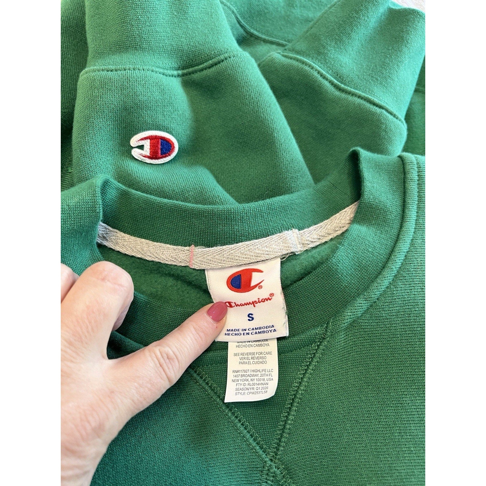 Champion Crewneck Sweatshirt Womens Small Green USA Athletic Embroidered Logo
