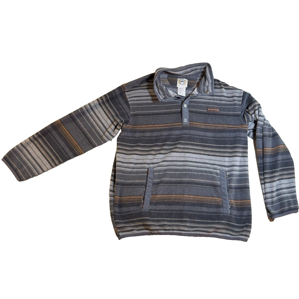 Cinch Fleece Pullover Mens S Southwestern Stripe Snap Neck Western Ranch