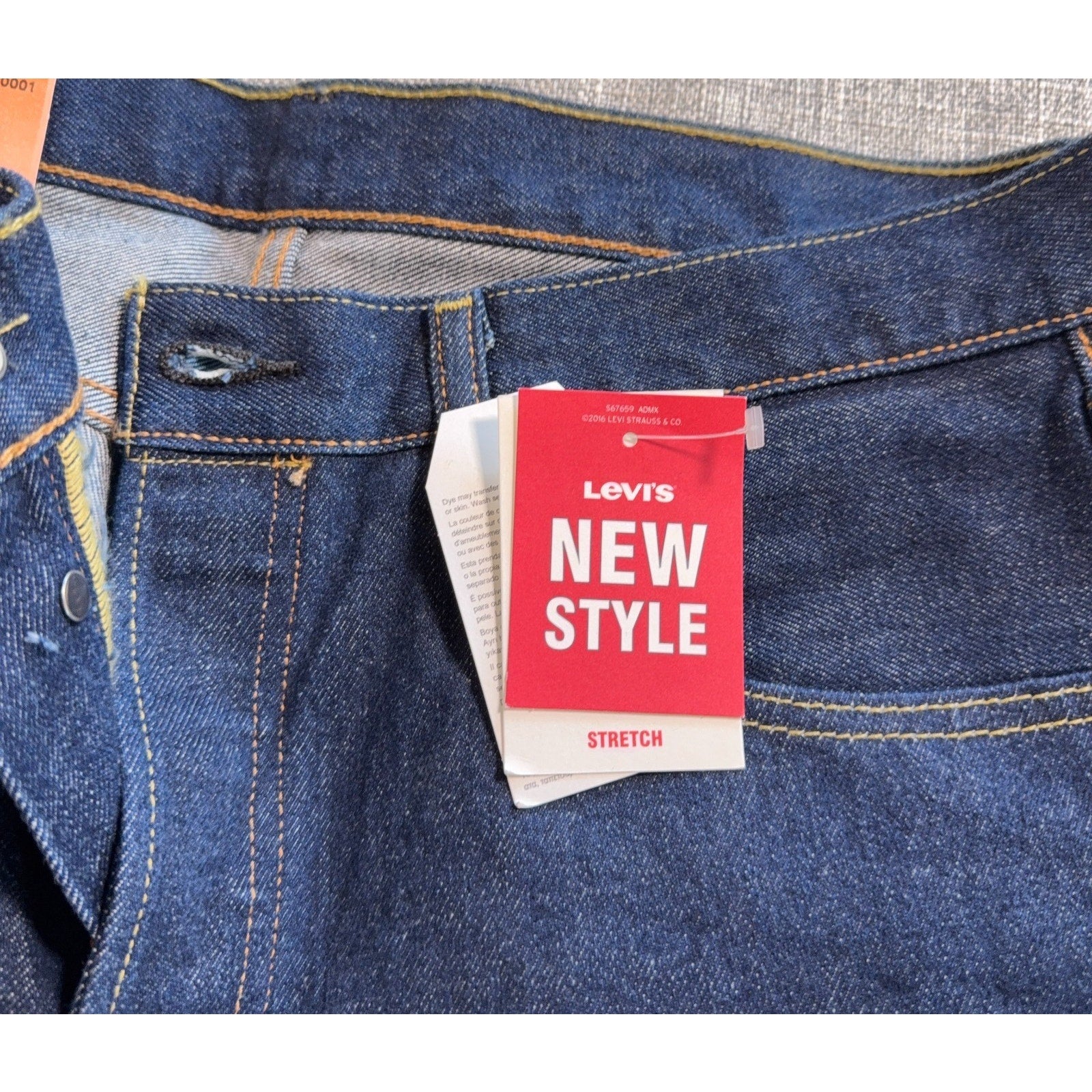Levi’s 501 Original Fit Stretch Jeans Mens 33x34 NWT Dark Wash Button Fly Straig
