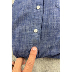 Tommy Hilfiger Womens Chambray Shirt Large Blue Roll Tab Sleeve Classic Fit