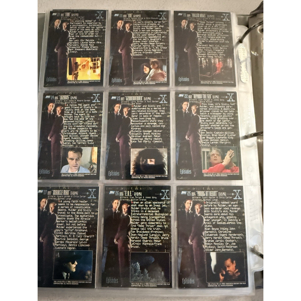 NEAR COMPLETE 1995 TOPPS THE X-FILES CARD SET + INSERTS • LOT • MULDER SCULLY